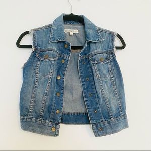 Bullhead Black Raw Hem Sleeveless Jean Jacket-#441